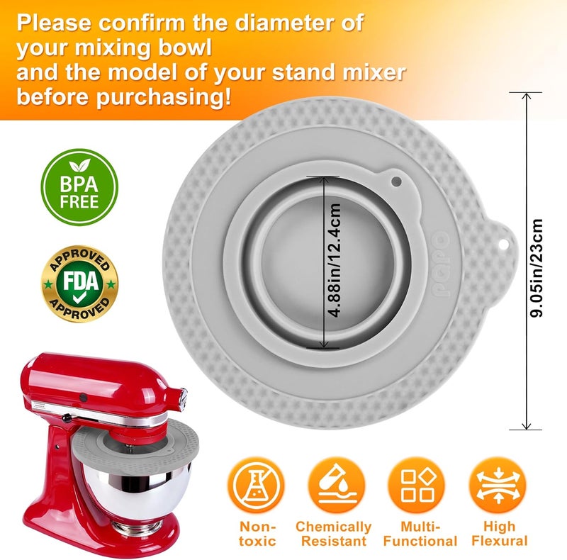 KIDOT Silicone Mixer Bowl Cover Compatible with KitchenAid 4.5-5 Quart Tilt-Head Stand Mixer, Mixer Bowl Lid to Prevent Spilling of Ingredients - Image 3